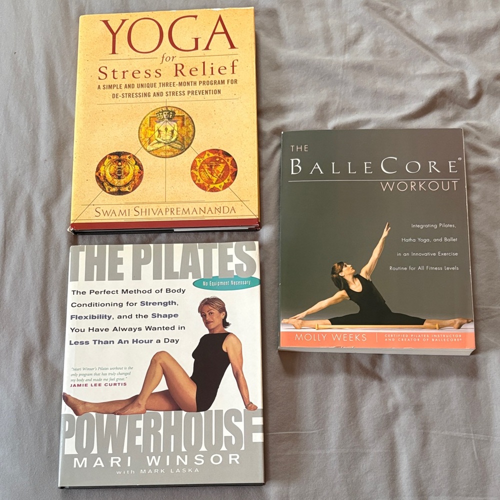 (3) Yoga for Stress Relief + Pilates & Ballet Fitness Book Bundle